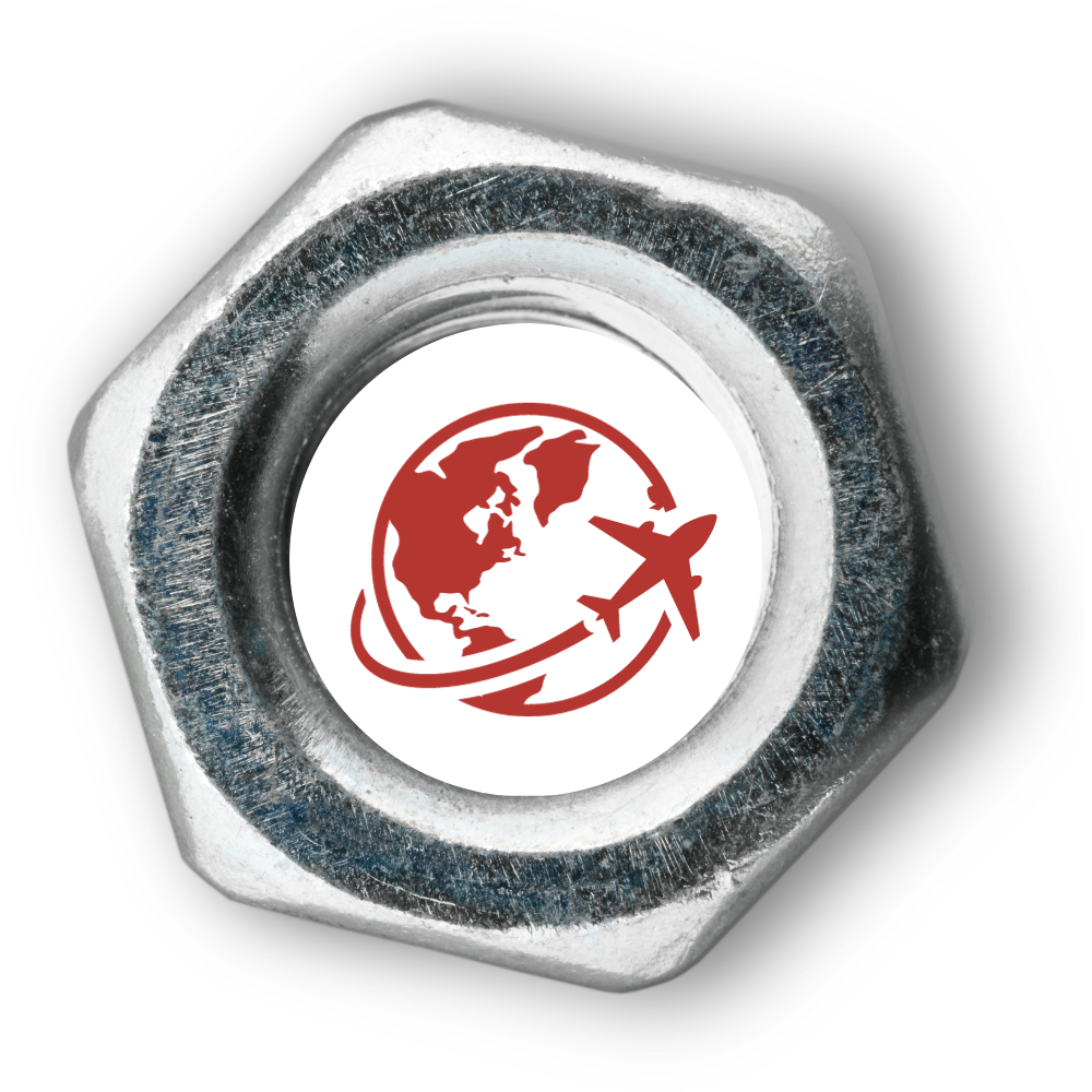 Hex Nut with red Globe Icon