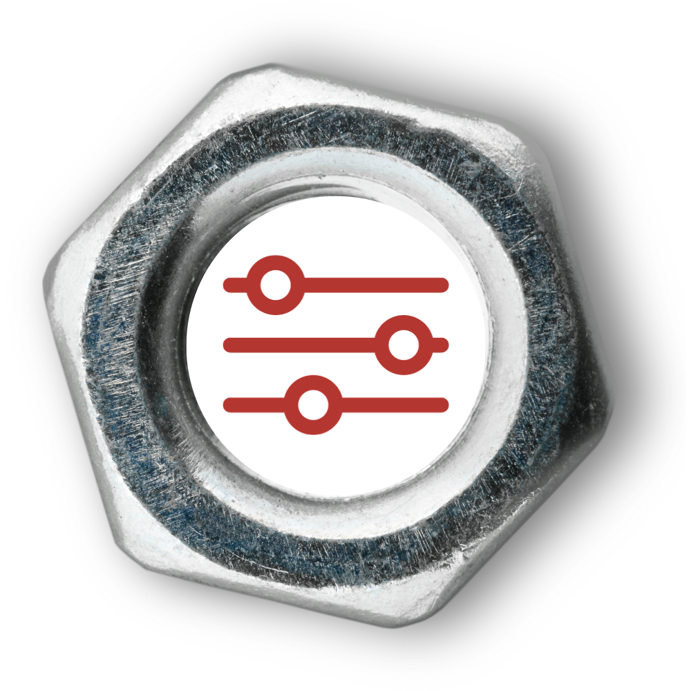 Hex Nut with Red Filter Icon